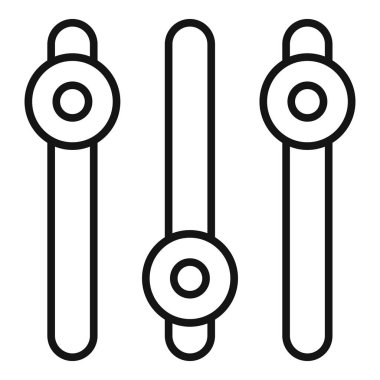 Minimalist, çizgi sanatı tarzında üç dikey manivelanın grafiksel çizimi