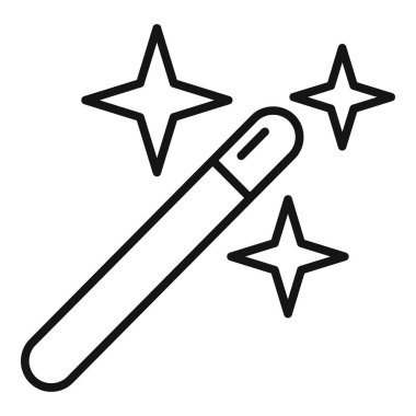 Sihirli temalar için uygun parıldayan yıldızlı sihirli değnek çizgisi sanatı