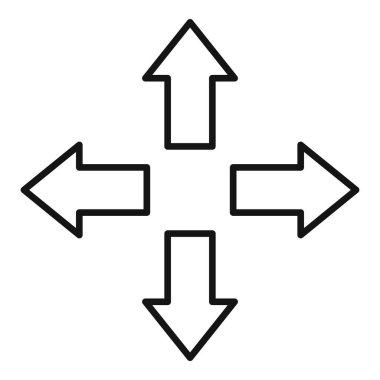 Yukarı, aşağı, sola ve sağa bakan dört siyah oklu basit vektör illüstrasyonu