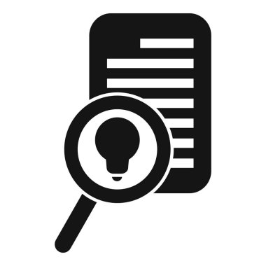 Bir belgenin üzerinde siyah bir büyüteç simgesi, bir ampul, fikir aramasını sembolize ediyor.