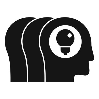 Fikirleri ve yaratıcılığı simgeleyen bir ampulle insan kafasının siyah ve beyaz silueti.