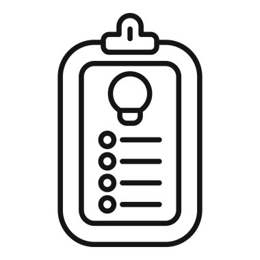 Kontrol listesi ve ampullü bir panonun satır resim simgesi, fikirleri veya görevleri simgeliyor