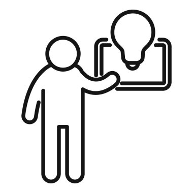 Ampullü yenilikçi fikir sunum konsepti. Dizüstü bilgisayar. Toplantı. Öğretmenlik. Ve öğrenme konferansı. Seminer