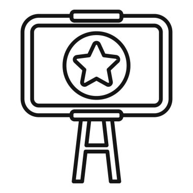 Bir yıldız simgesi içeren siyah beyaz çizgi çizimi, eğitici kavramlar için idealdir