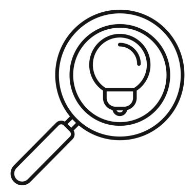 Ampul odaklı bir büyüteç çizimi, fikir teftişini sembolize eder.