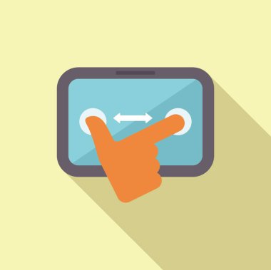 Tablet ekranda hareket eden bir parmağın düz tasarım çizimi