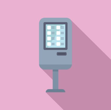 Dokunmatik ekran arayüzü olan dijital bilgi ekranının düz tasarım vektör çizimi