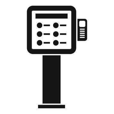 Duraktaki bir bus zaman çizelgesinin siyah ve beyaz vektör simgesi