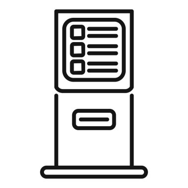 Beyaz arka planda modern bir yakıt dağıtıcısının siyah çizgi sanat simgesi