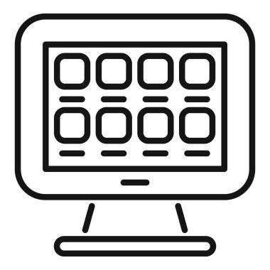 Bir masaüstü bilgisayar ekranının minimalist çizgi çizimi