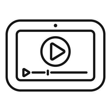 Çalma düğmesi ile bir video çalma arayüzünün siyah ana hatlı çizimi