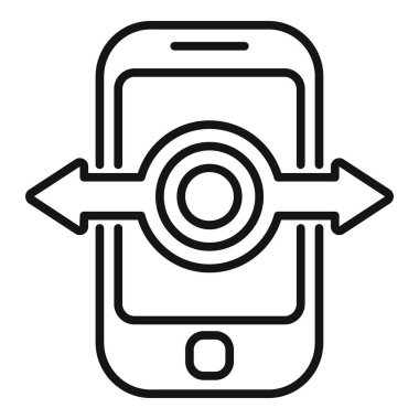 İngiliz anahtarı ve oklu bir cep telefonu çizgisi çizimi, yapılandırmayı veya ayarları sembolize eder