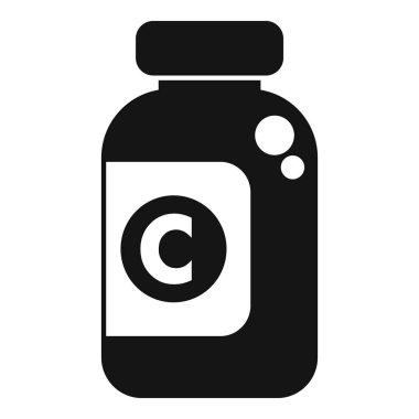 Sağlıkla ilgili tasarımlar için uygun C vitamini amblemli bir şişenin siyah beyaz simgesi