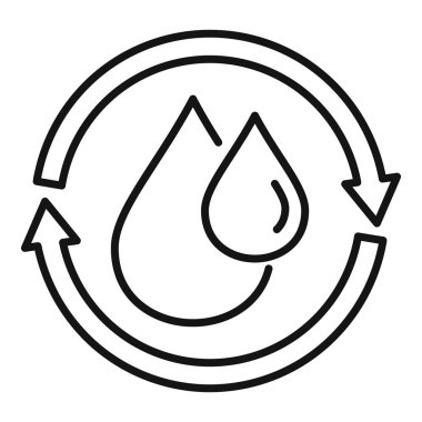 Çevresel sürdürülebilirliği destekleyen bir su geri dönüşüm sembolünün siyah beyaz çizimi