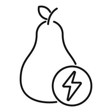 Bir armudun minimalist çizgisi, yıldırımlı bir armut çizimi, enerji ve gücü simgeliyor.