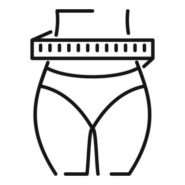 Bel çevresindeki bir ölçü bandının çizgi sanat simgesi, kilo kaybı ve zindeliği sembolize ediyor