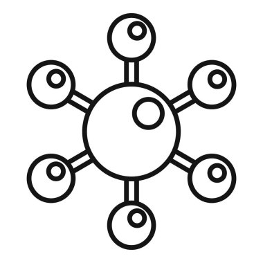 Birbirine bağlı düğümlere sahip bir ağ simgesinin basit çizgi sanat vektörü, teknoloji kavramları için ideal