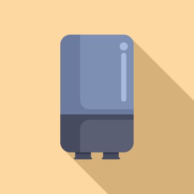 Gölgeli çağdaş bir buzdolabının düz tasarım simgesi, ince bir bej arkaplan üzerine kurulmuş