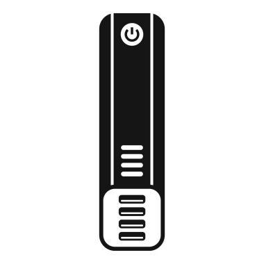 Güç düğmesi olan ve ayrıntıları açığa çıkaran bir bilgisayar kulesinin basitleştirilmiş simgesi