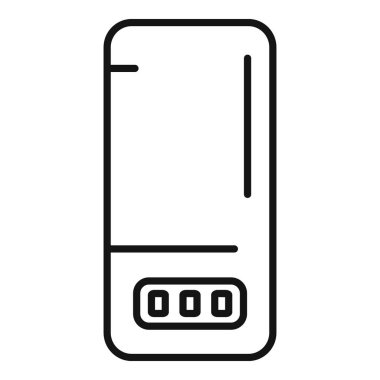 Minimalist ve basit cep telefonu uygulaması tasarımı, dijital teknoloji ve iletişim konsepti için siyah ve beyaz, izole edilmiş vektör illüstrasyonunda modern akıllı telefon hattı simgesi