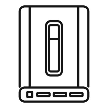 Kapalı bir kitabın basit, siyah çizgi çizimi, beyaz arka planda izole edilmiş.