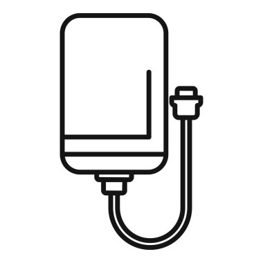 Siyah ve beyaz çizgi sanat tarzında basit bir elektrikli su ısıtıcısı illüstrasyonu
