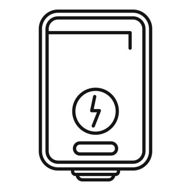 Mobil cihazlar için bir güç bankasının basit çizgi sanatı, teknikle ilgili içerik için ideal