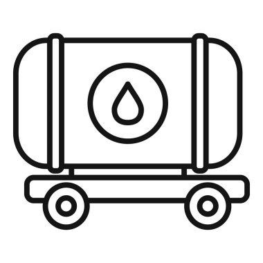 Sıvıların taşınmasını temsil eden minimalist bir tanker sembolünün siyah beyaz çizgileri.