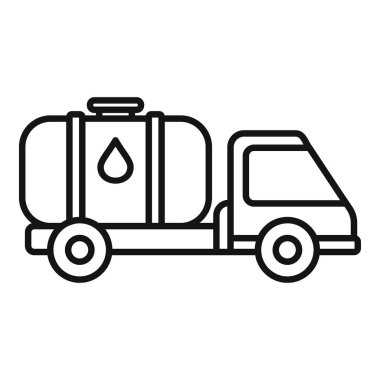 Lojistik ve dağıtım temaları için bir su tankı kamyonunun ana taslak vektör simgesi