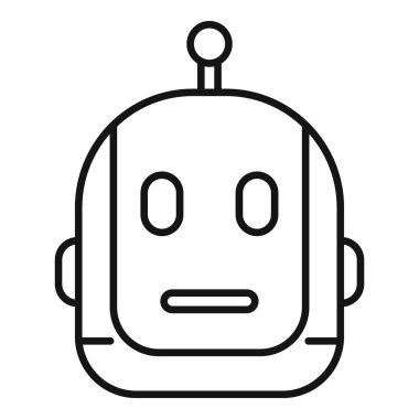 Çocuk tasarımları için uygun çizgi robot yüzünün basit çizimi