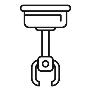 Otomotiv ve mekanik bileşen sembolünü temsil eden, beyaz zemin üzerinde izole edilmiş motor parçalarının vektör tasarım resimlerine sahip modern düz piston simgesi