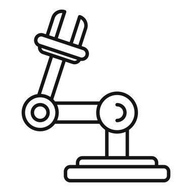 Otomasyon için kullanılan endüstriyel bir robotik kolun siyah beyaz çizimi