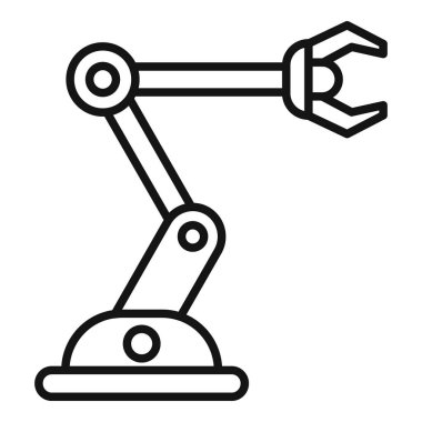 Robot kolun basit siyah çizgi sanatı, teknoloji ve otomasyon kavramları için ideal.