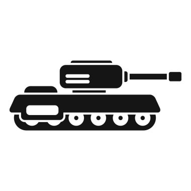 Beyaz arka planda, çeşitli tasarımlar için uygun klasik bir askeri tankın siyah silueti.