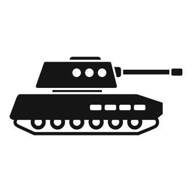 Bir askeri tankın siyah vektör silueti, beyaz arka planda izole, çeşitli tasarımlar için uygun.