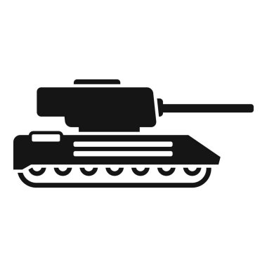Askeri temalar için uygun koyu siyah bir siluette bir savaş tankının grafiksel simgesi