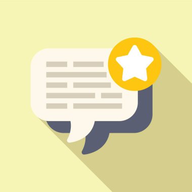 Gölgeli bir arkaplanda bir yıldızla sohbet baloncuğunun minimalist çizimi