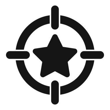 Başarı hedefleyen siyah-beyaz yıldız hedef simgesi hedefleri hedef alınarak hedef kitlesi ve iş stratejisi ve görev başarısı konsepti için hedef alınmıştır.