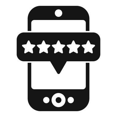 Ekranda beş yıldızlı bir akıllı telefonu temsil eden vektör simgesi