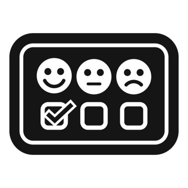Geri bildirim gülen yüzlü, üzgün, nötr ve siyah beyaz vektör simgeli müşteri memnuniyeti anketi simgeleri