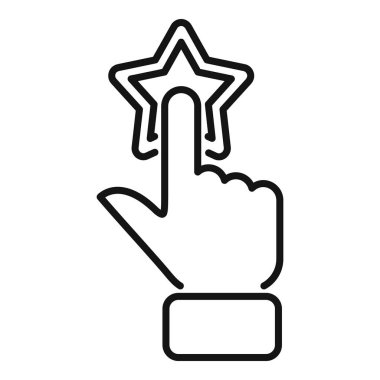 Yıldızları gösteren bir elin siyah ve beyaz çizimi, başarıyı ya da seçimi temsil eder