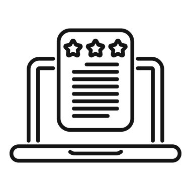 Üç yıldızlı bir değerlendirmeyi gösteren bir dizüstü bilgisayarın vektör illüstrasyonu