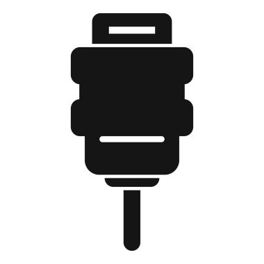 Beyaz arkaplanda izole edilmiş siyah bir siluette bir mikrofon simgesinin vektör çizimi