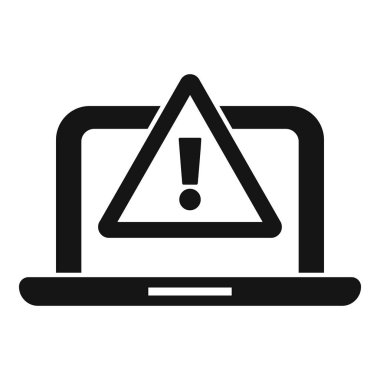 Bir dizüstü bilgisayardaki ünlem uyarı işaretinin vektör çizimi, dijital güvenlik uyarısını sembolize ediyor