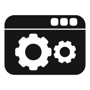 Bir web tarayıcı penceresinin vites simgeleriyle basit illüstrasyonu, ayarları veya özelleştirme seçeneklerini temsil eder