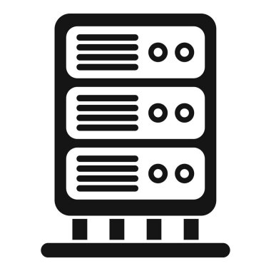 Web ve teknoloji temaları için uygun bir sunucu rafı tasvir eden basit vektör simgesi