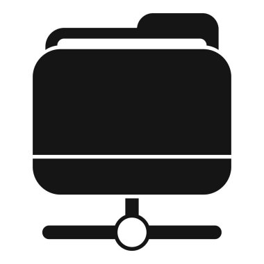 Paylaşılan sürücüde bir ağ dizinini temsil eden basit siyah ve beyaz vektör simgesi