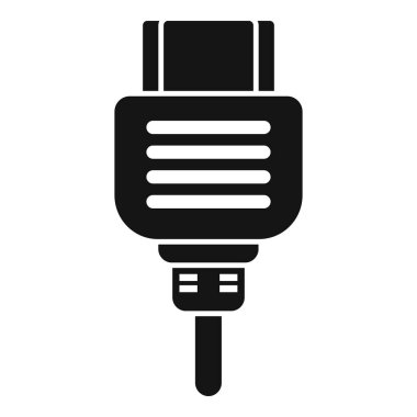 Beyaz arka planda siyah bir mikrofon kablosu siluetinin vektör çizimi, çeşitli tasarımlar için uygundur