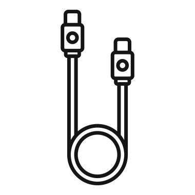 Elektronik cihaz şarj ve veri transferi için mükemmel olan minimalist siyah ve beyaz tasarımlı usb yazı tipi kablo vektör çizimi