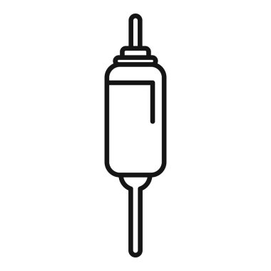 Aşı, enjeksiyon ve sağlık vektörü çizimi için siyah ve beyaz olarak basit ve minimal tıbbi şırınga çizgisi simgesi